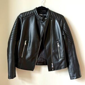 Zara size small leather jacket, black.
